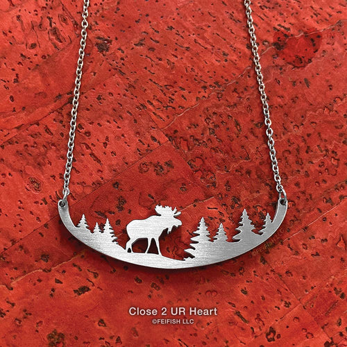 Stainless Steel Necklaces Moose in the Woods