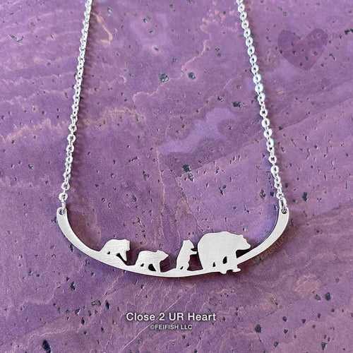Stainless Steel Necklaces Mother Bear and 3 Cubs