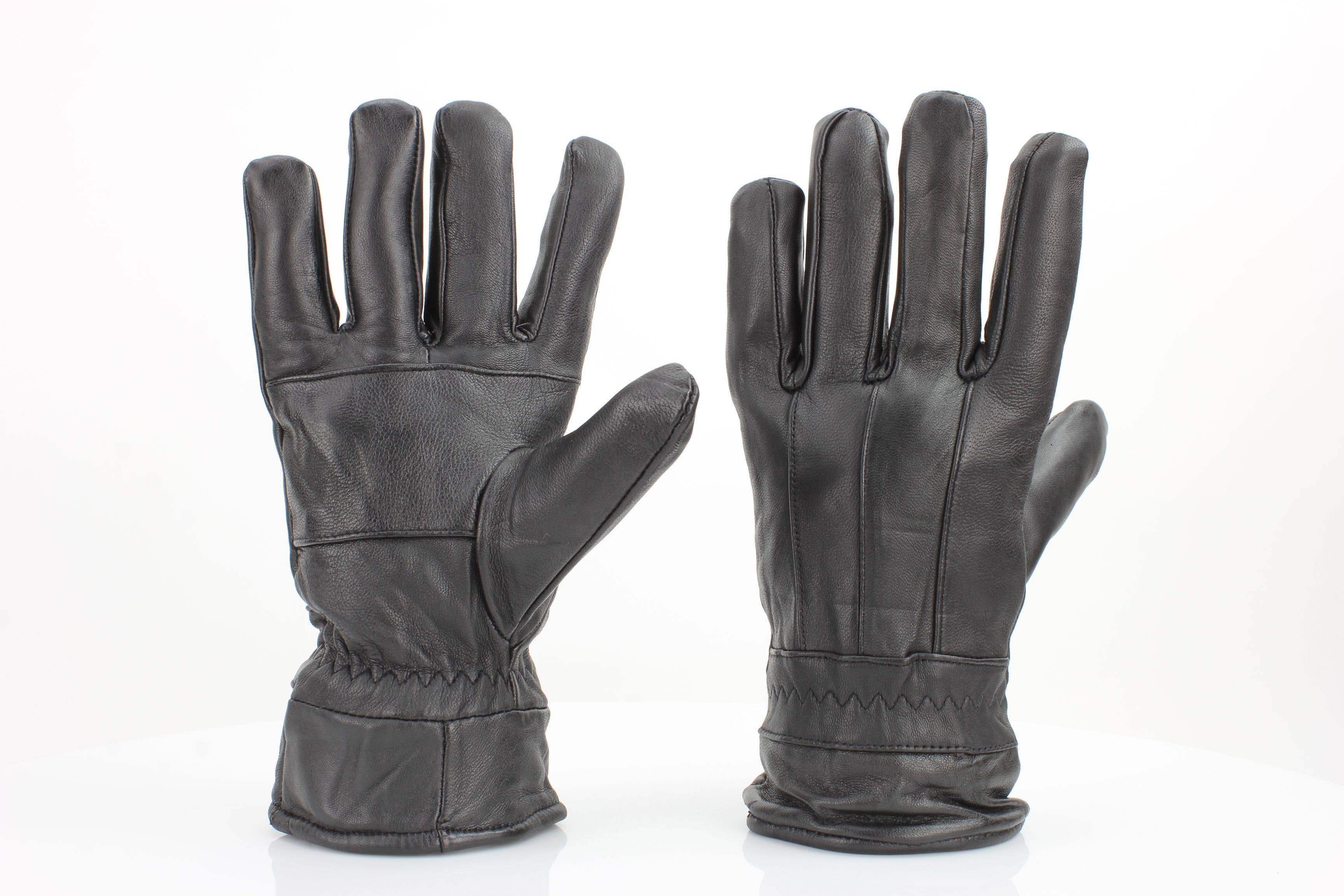 Sheepskin Leather Gloves with Lined Interior RBGL101 L XL Black