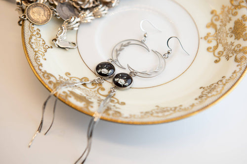 Stainless Steel and Glass Earrings