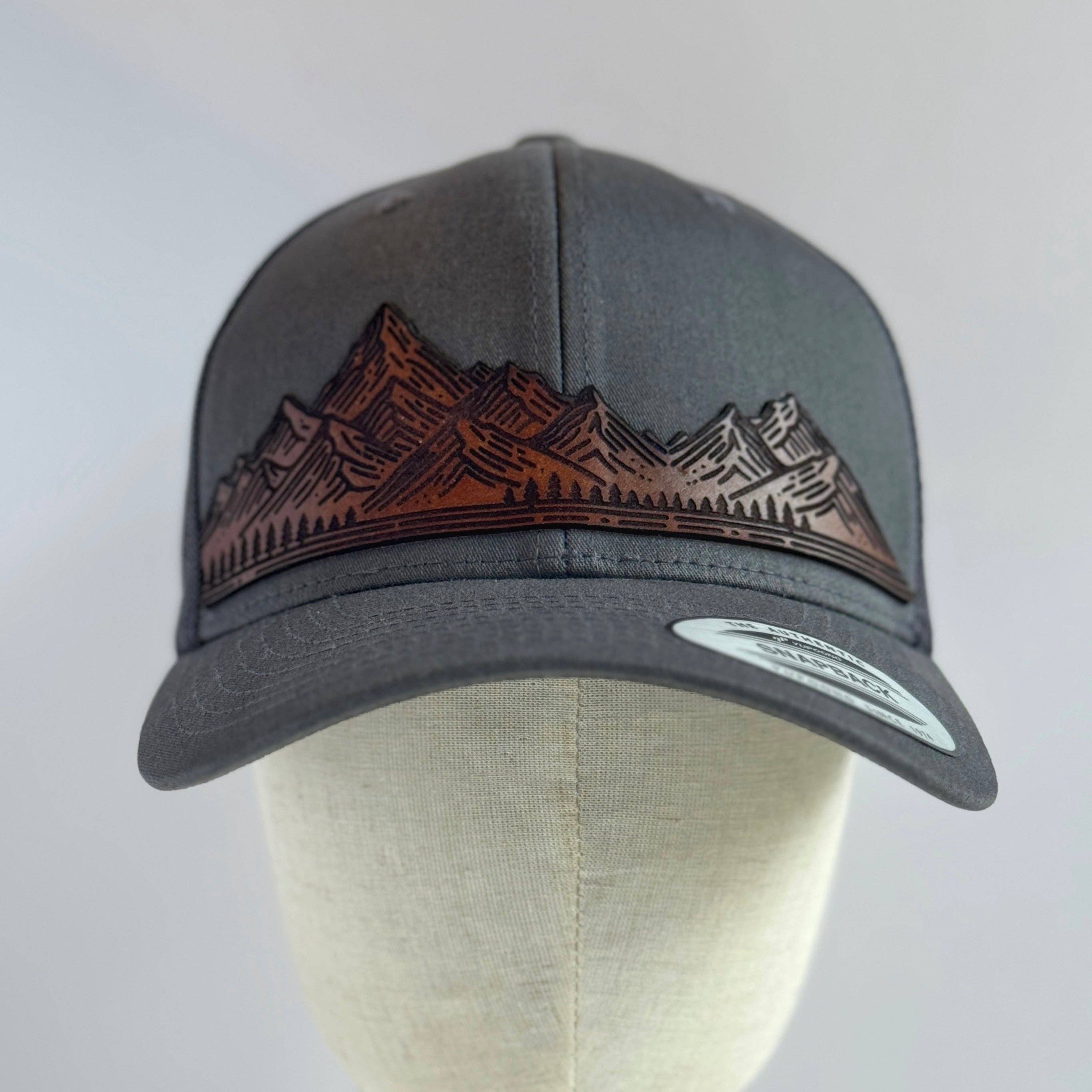 The Lonely Pine Home On The Range | mountain range leather patch hat