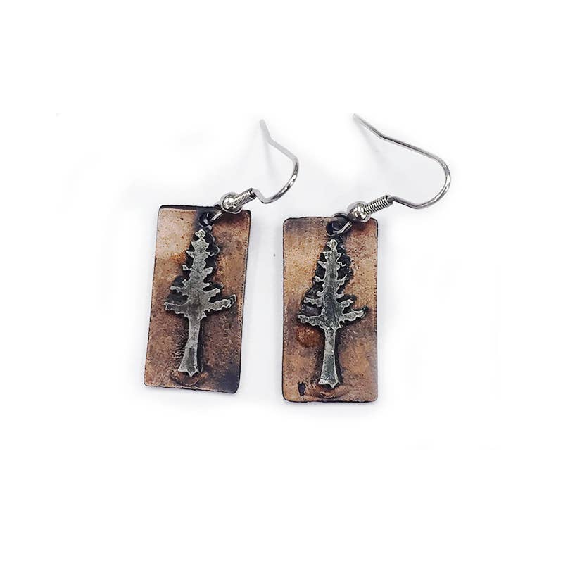Pewter Earrings Pine Tree
