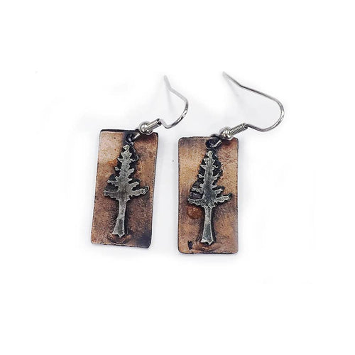 Pewter Earrings Pine Tree