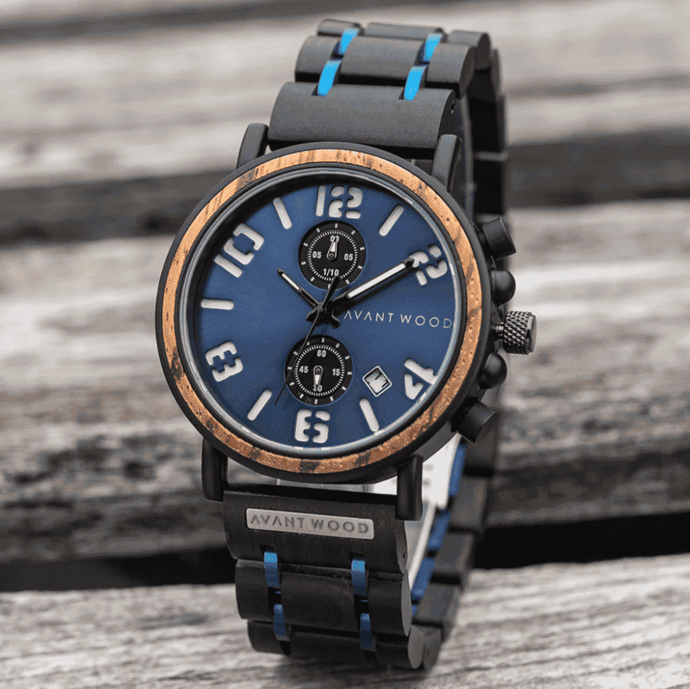 AvantWood Pilot Watch 43mm Black Navy