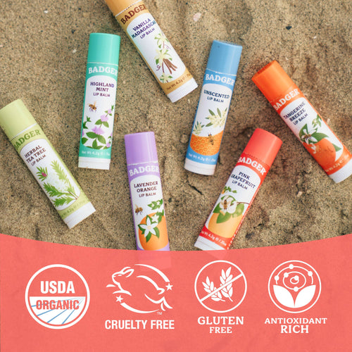 Badger Pink Grapefruit Classic Lip Balm, Refreshing Lip Care