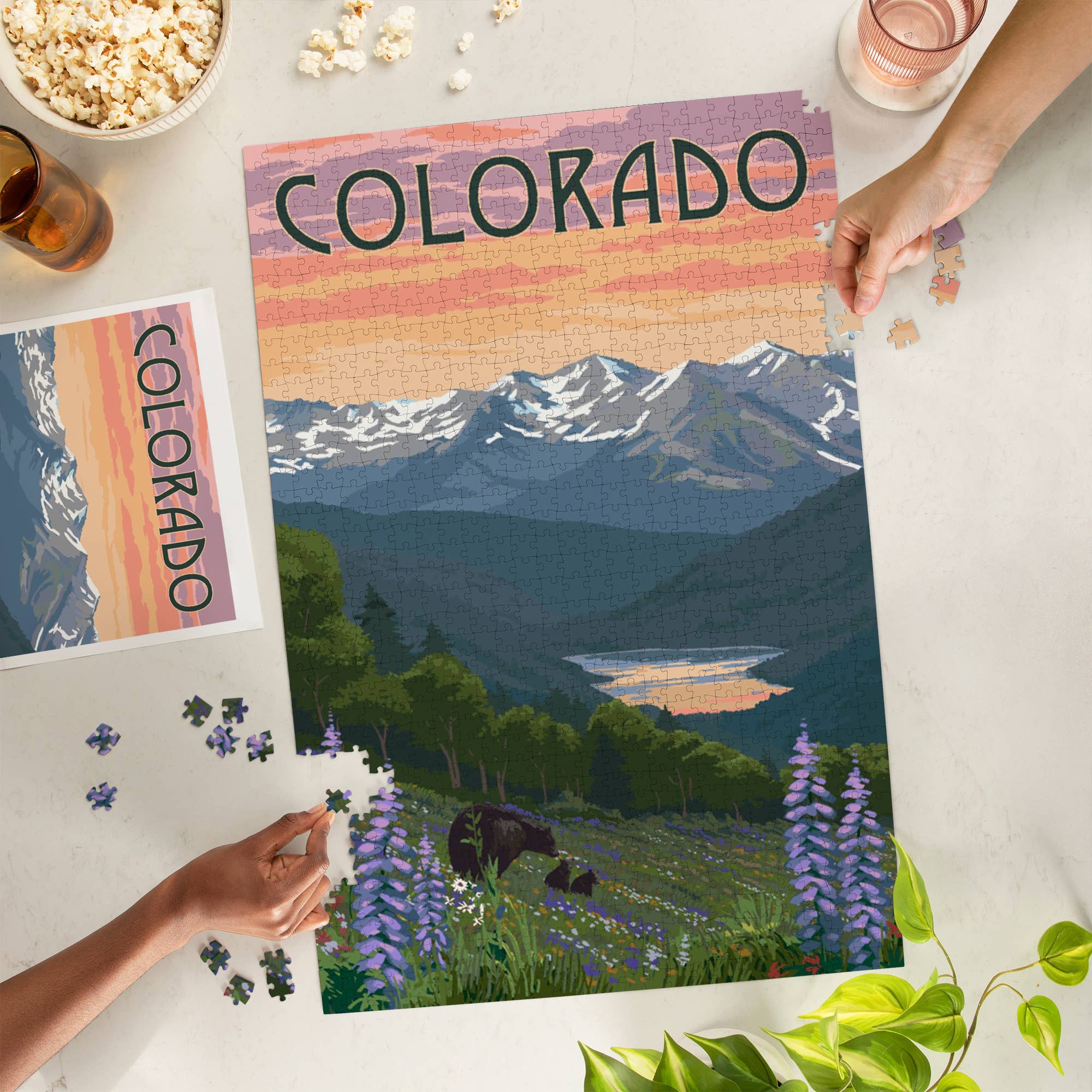 1000 PIECE PUZZLE Colorado Bear and Spring Flowers