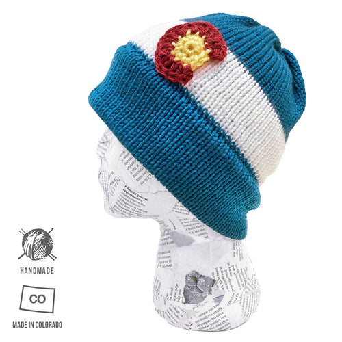 Colorado Flag Knit Beanie Classic Warm Winter Hat with State Flag Design Royal Adult