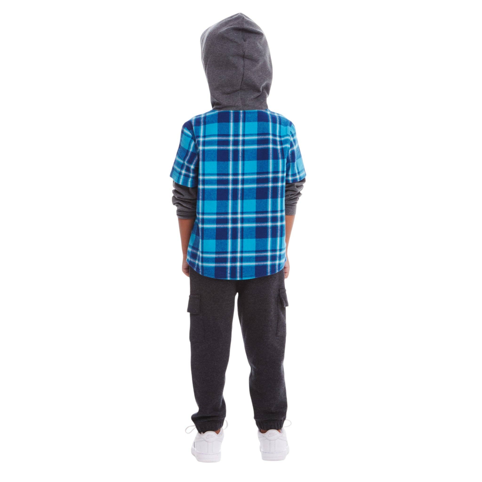 Kids Plaid Flannel Terry Twofer Hoodie