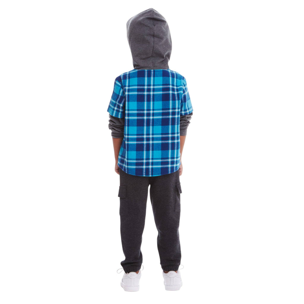 Andy & Evan Kids Plaid Flannel Terry Twofer Hoodie