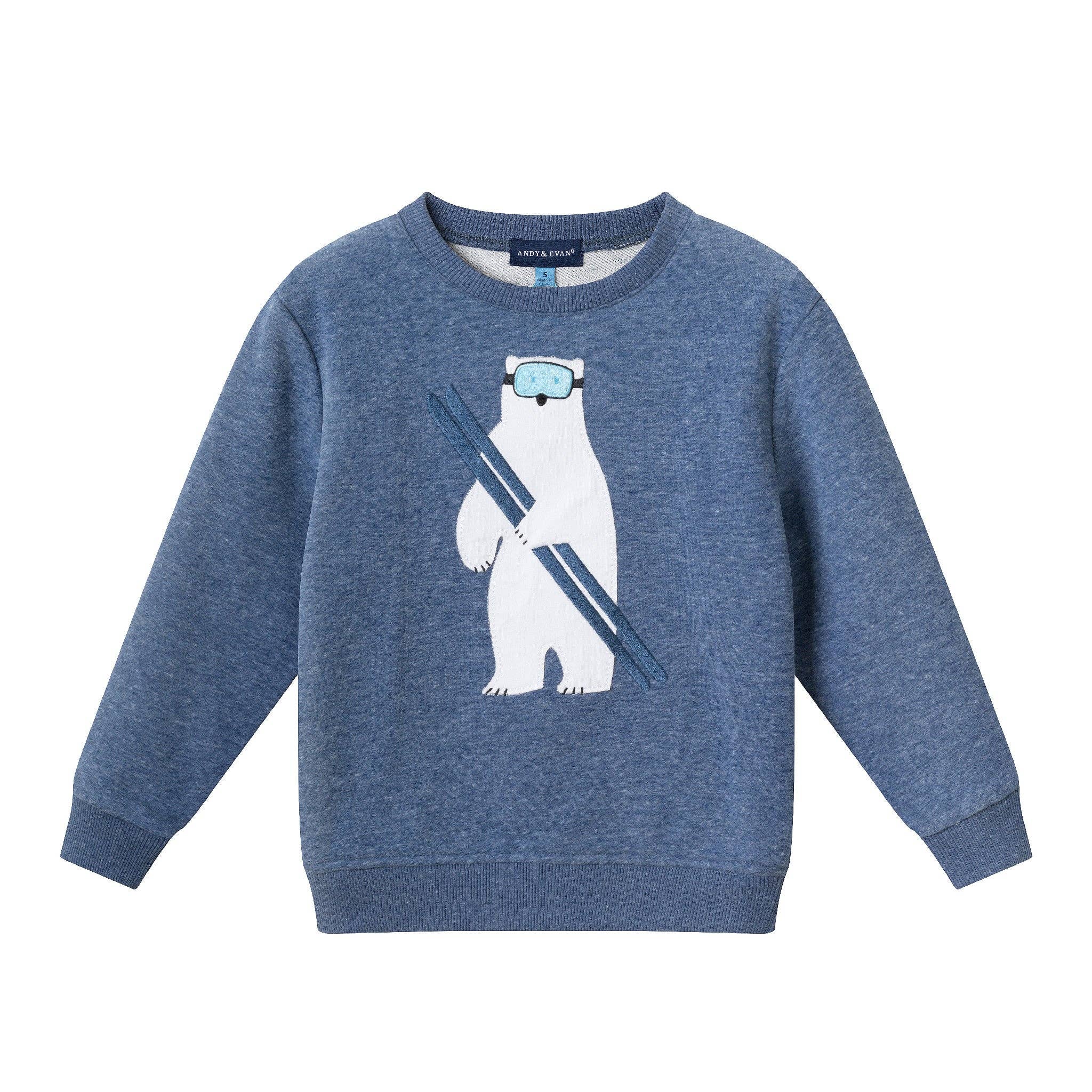 Kids Applique Sweatshirt | Navy Polar Bear Navy