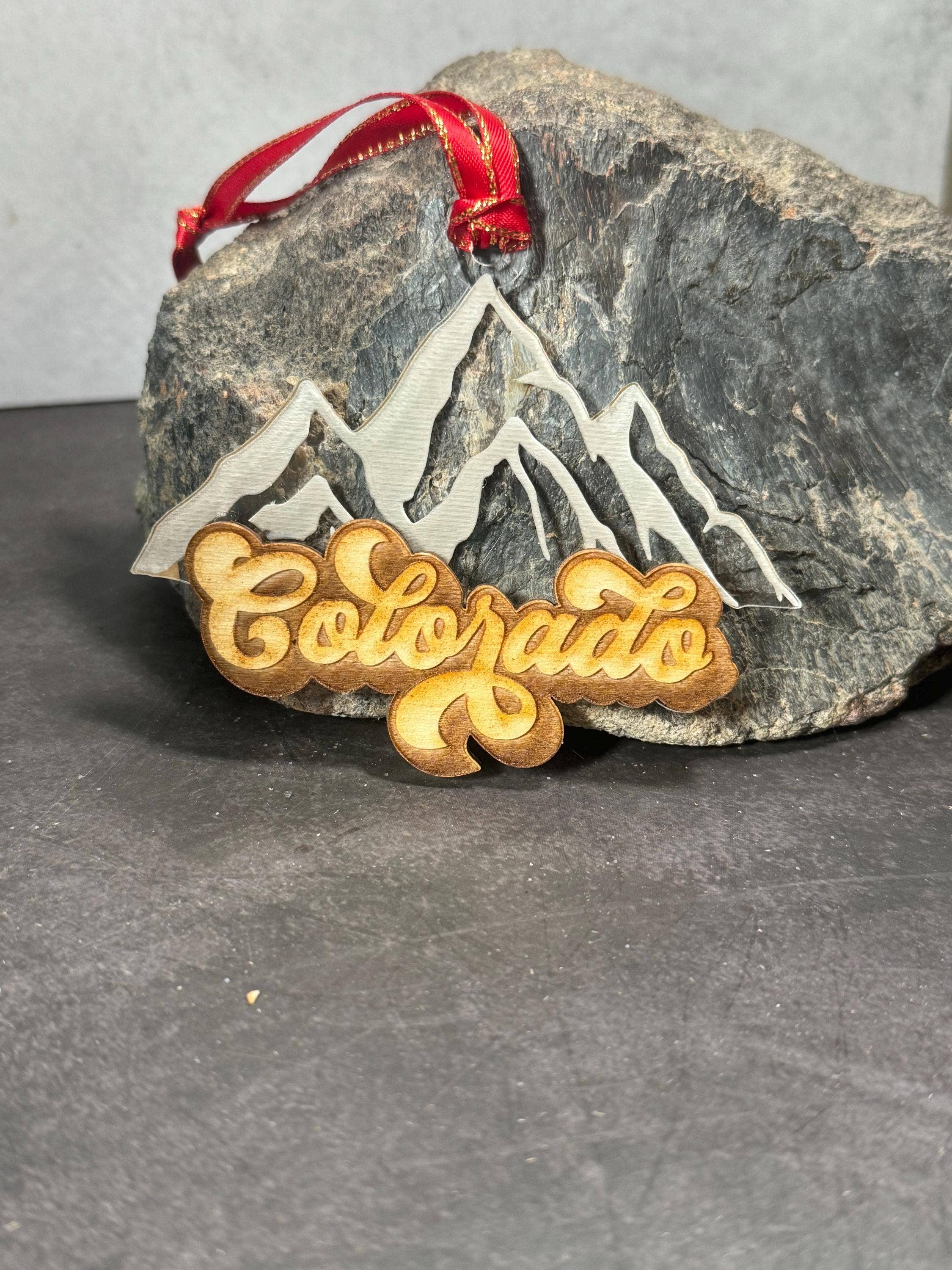 Colorado Mountain Wood And Acrylic Ornament