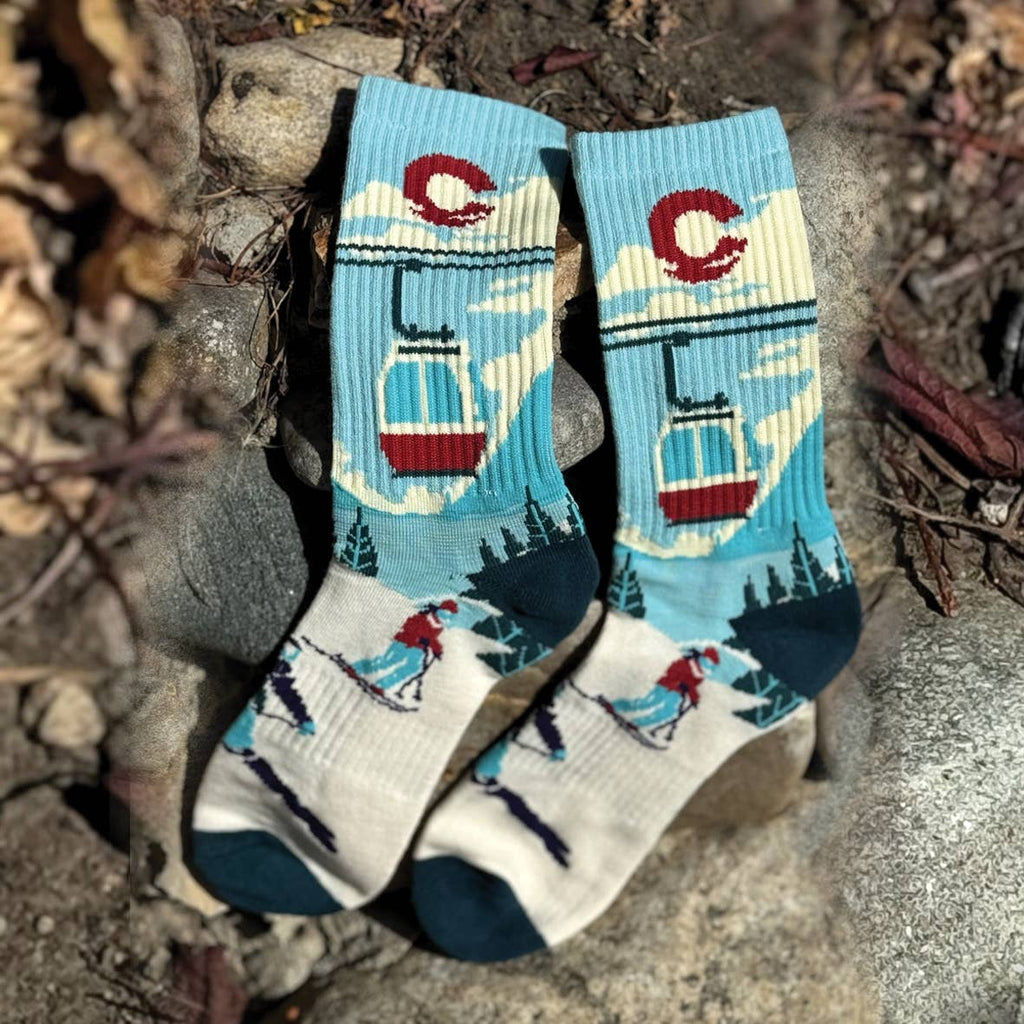 COLISCO Unisex Crew Socks - Ski Colorado