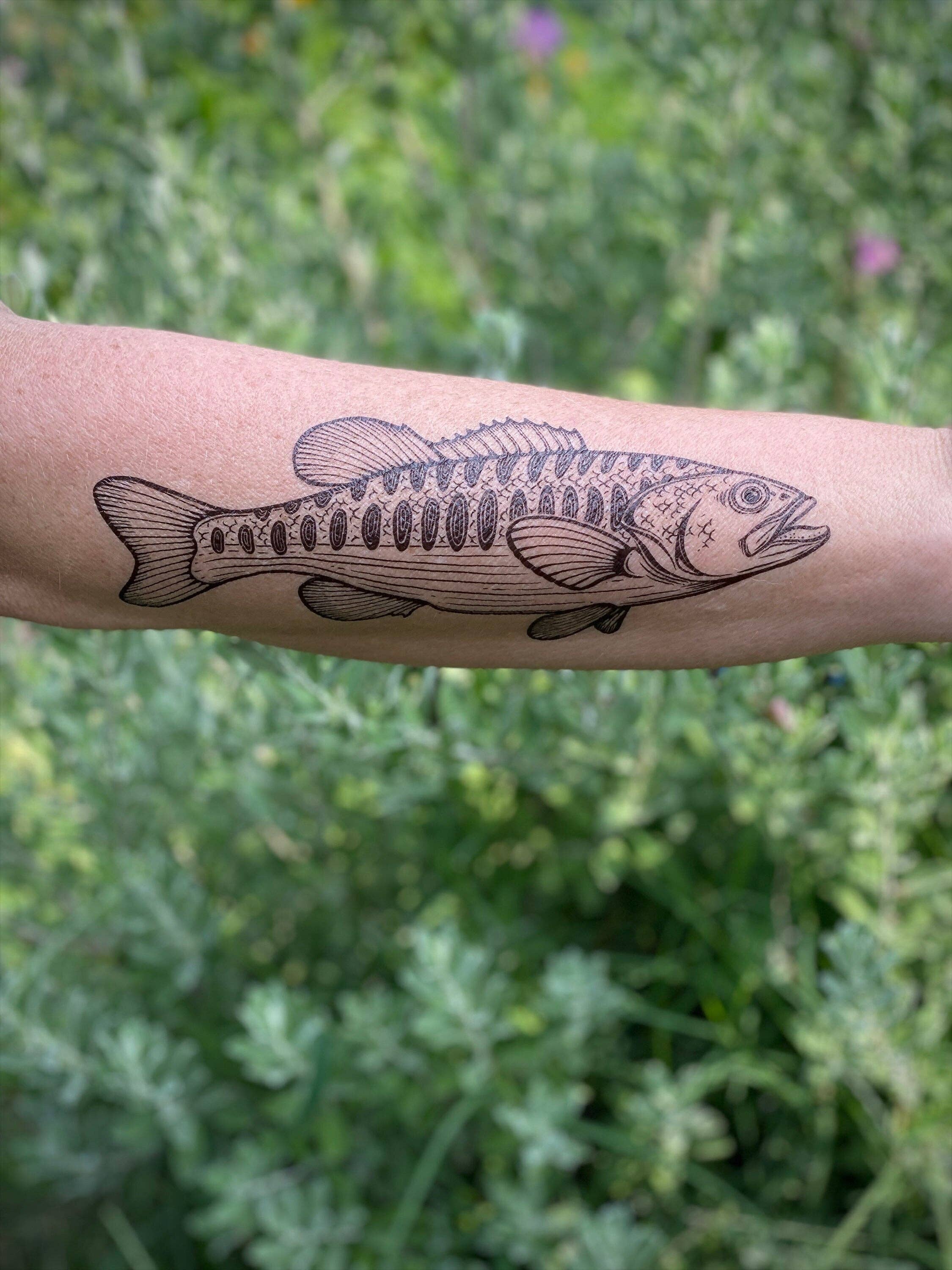 Bass Fish Temporary Tattoo