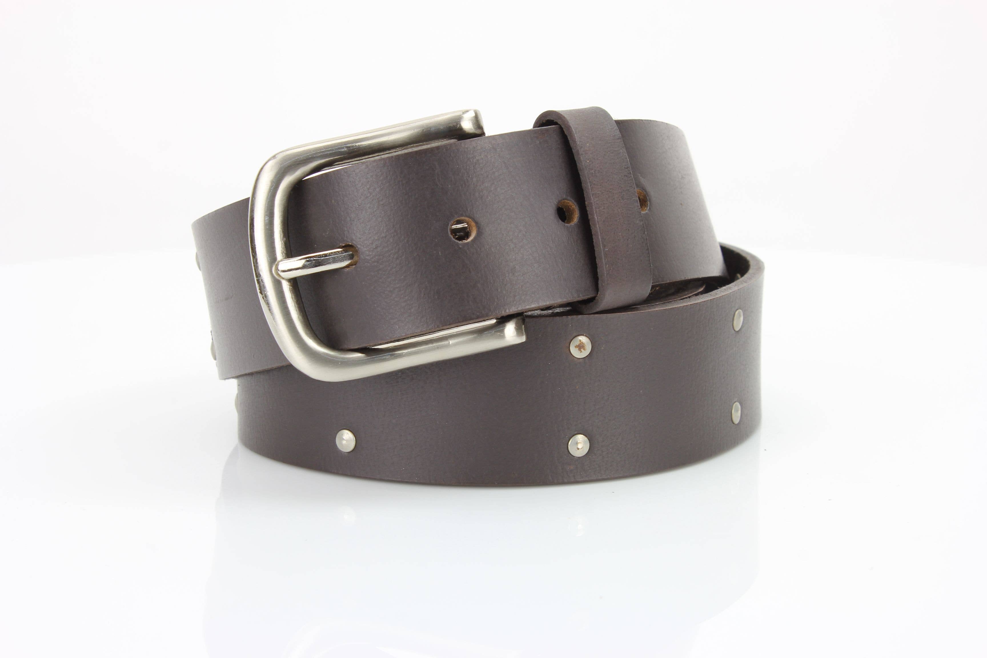 Leather Impressions Inc American Bison Metal Studded Western Belt ABB WST 1001