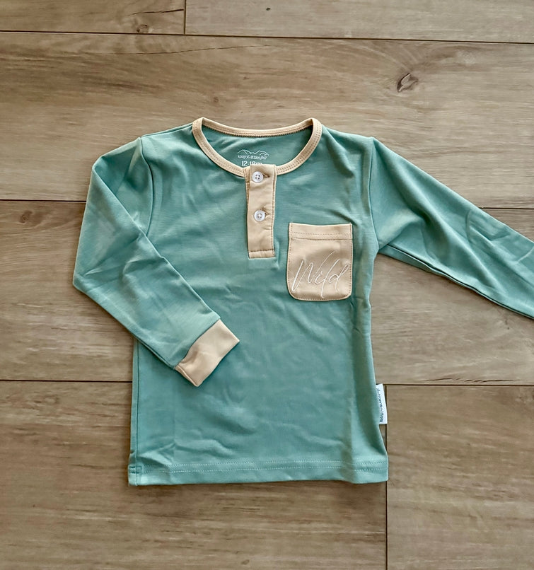 Bamboo Pocket Henley Sage Green Henley