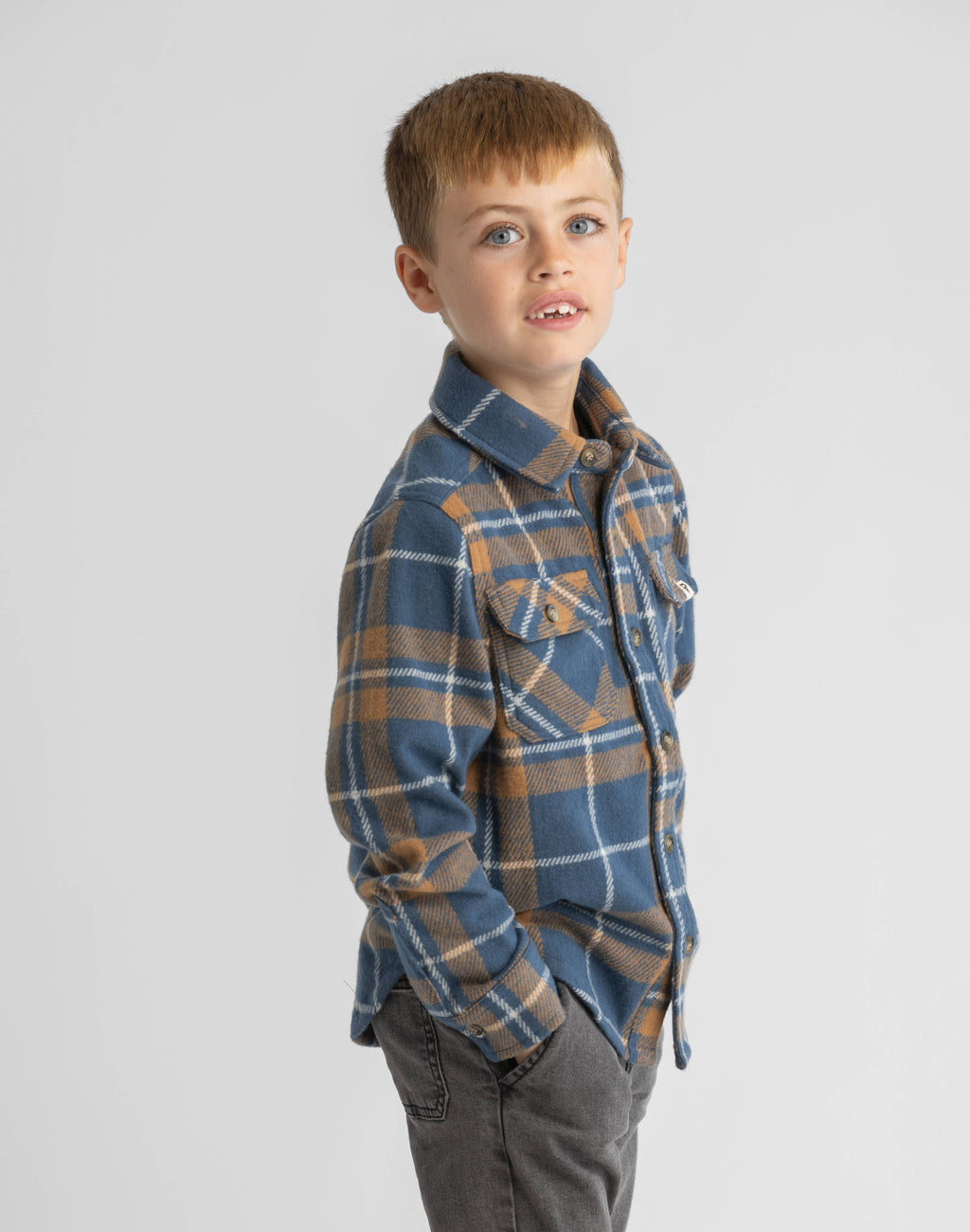 Boys Lichen Stretch Flannel Shirt