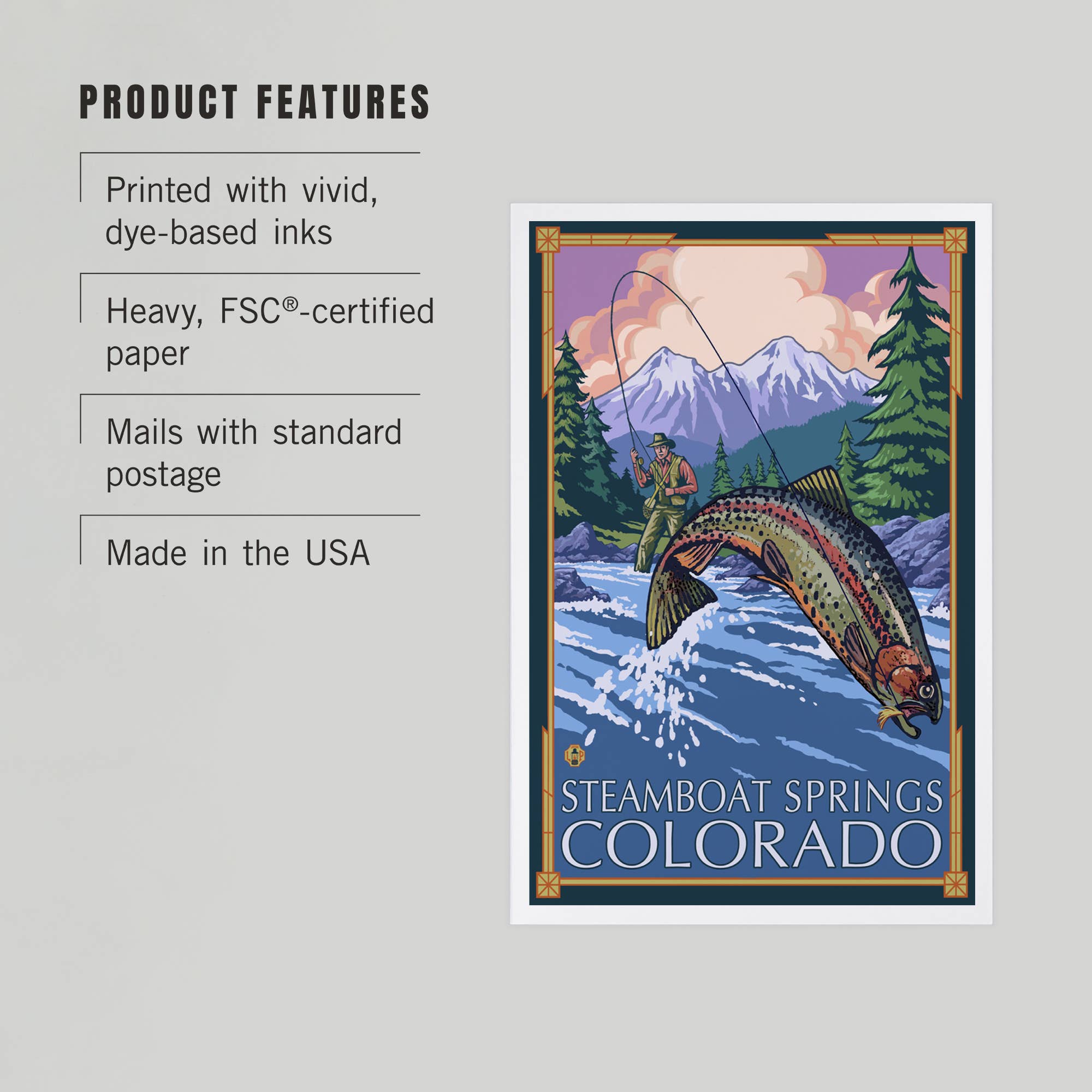 PREMIUM POSTCARDS Steamboat Springs, Colorado, Fisherman