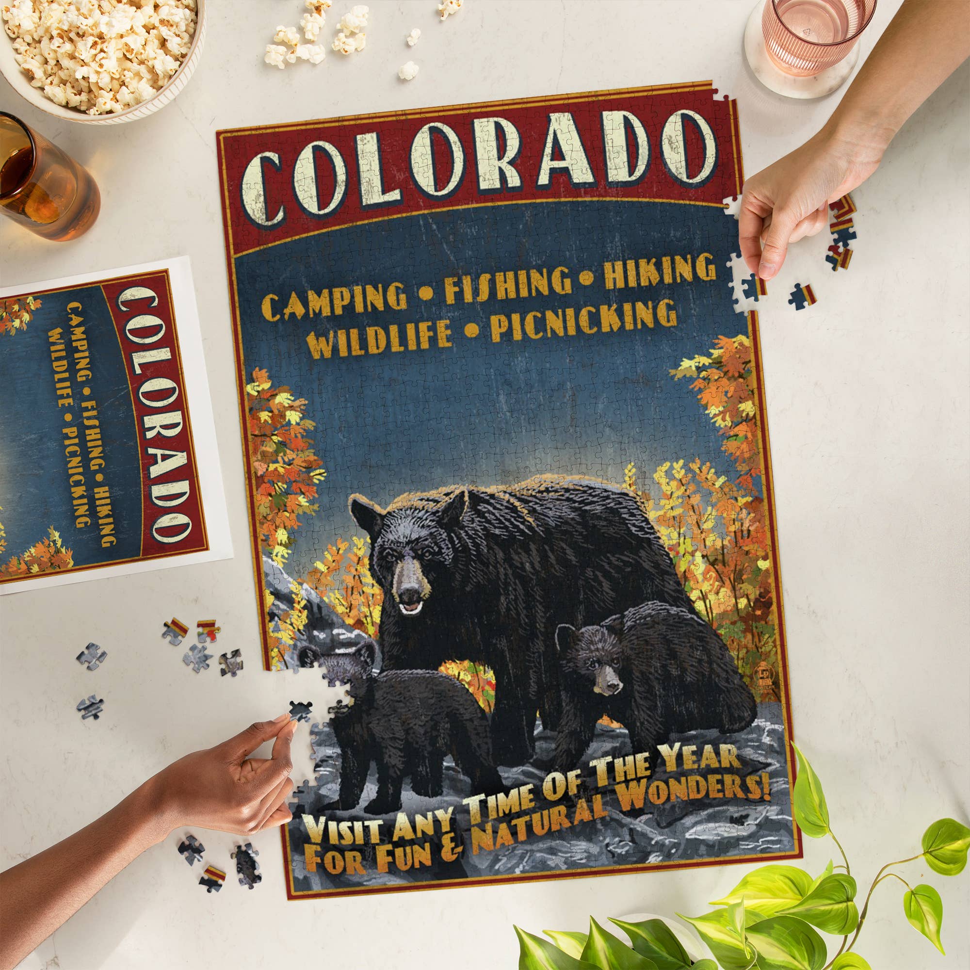 1000 PIECE PUZZLE Colorado, Black Bears, Vintage Sign