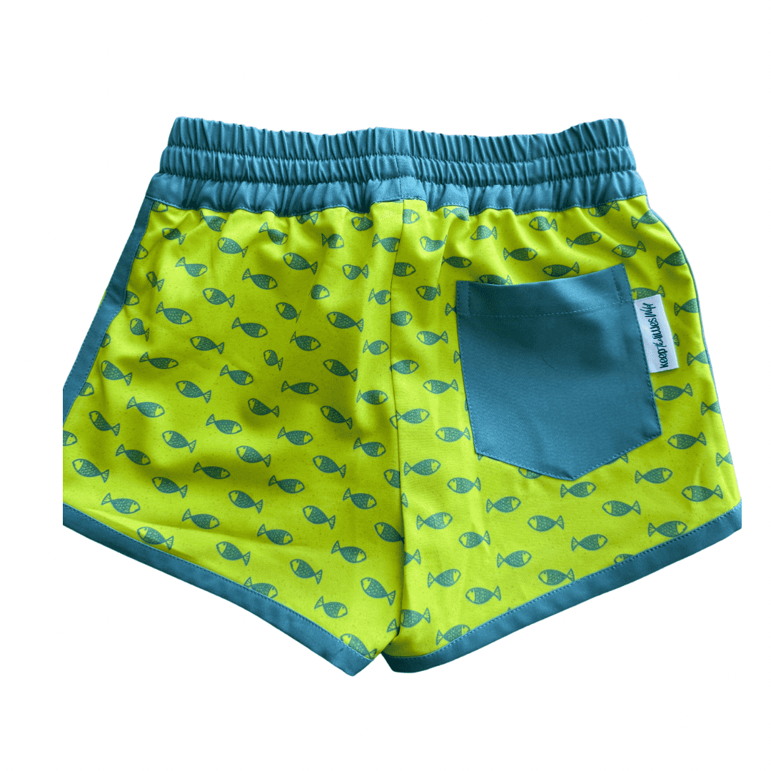 Keep the Littles Wild Hybrid Swim Shorts Neon Fish