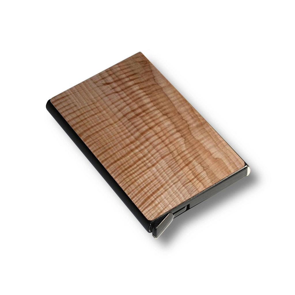 Customizable Slim Wooden RFID Blocking Speed Wallet Curly Maple Clean - No Engraving