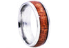 Men's Wood Inlayed Stainless Steel Ring 8