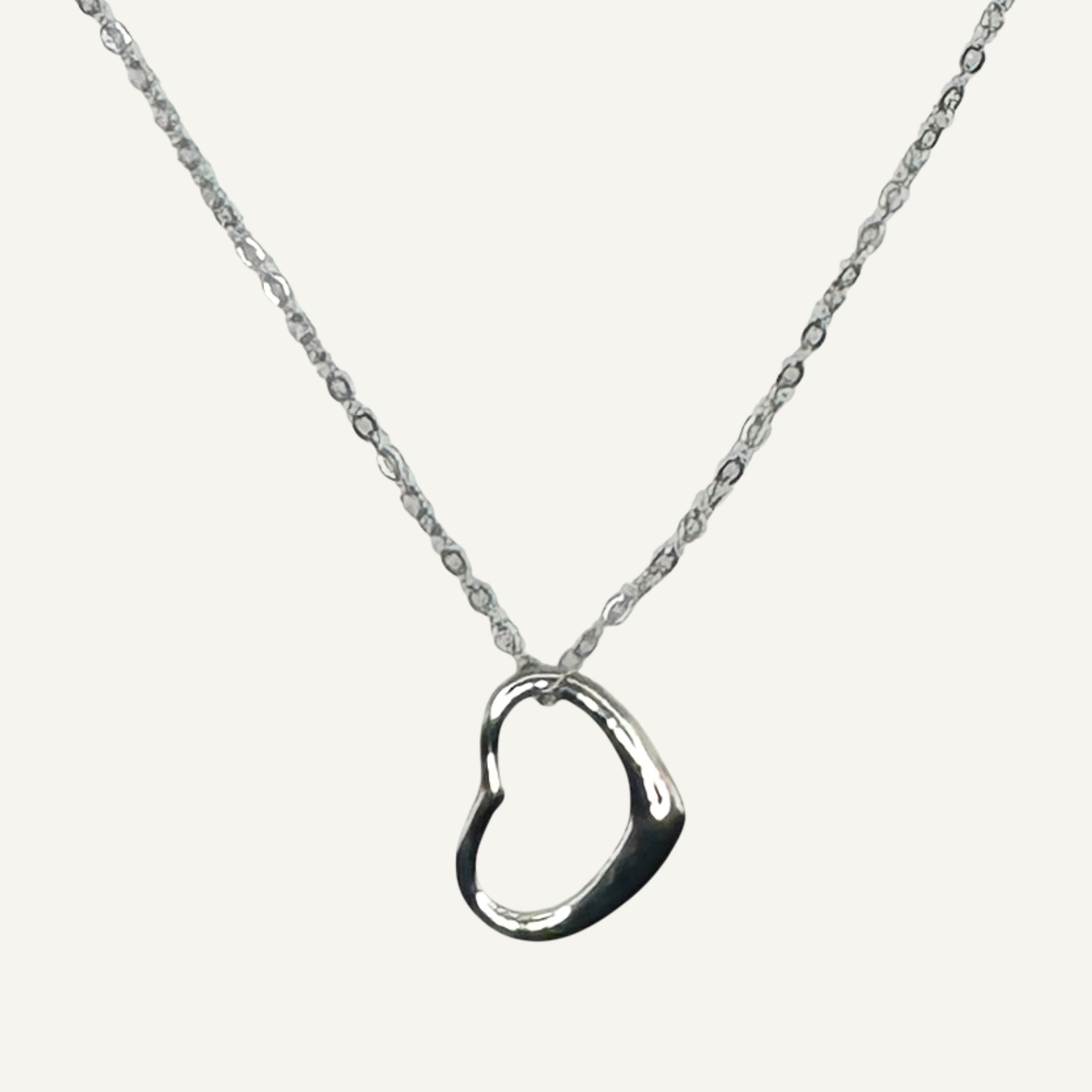 Sterling Silver Open Heart Necklace