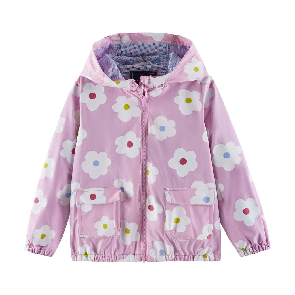 Kids (3-8) Color Change Raincoat | Pink Flower Grey