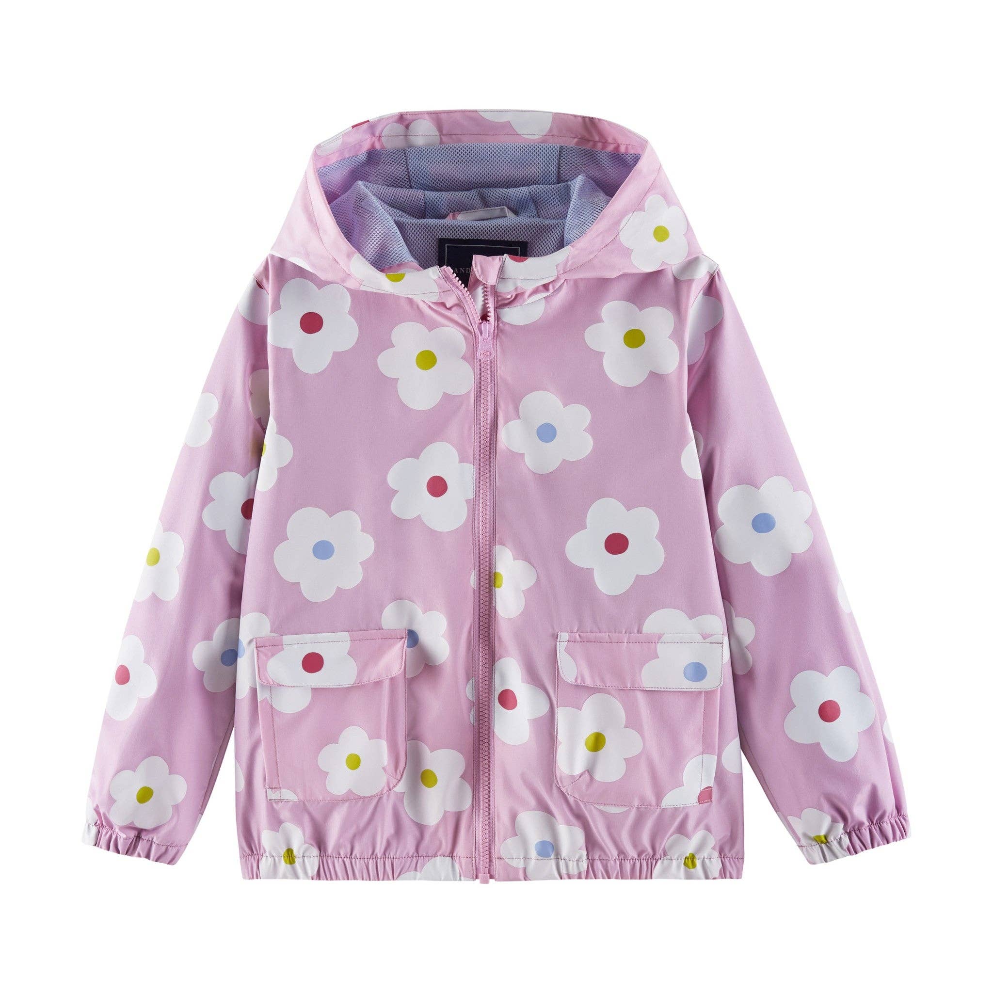 Kids (3-8) Color Change Raincoat | Pink Flower Grey
