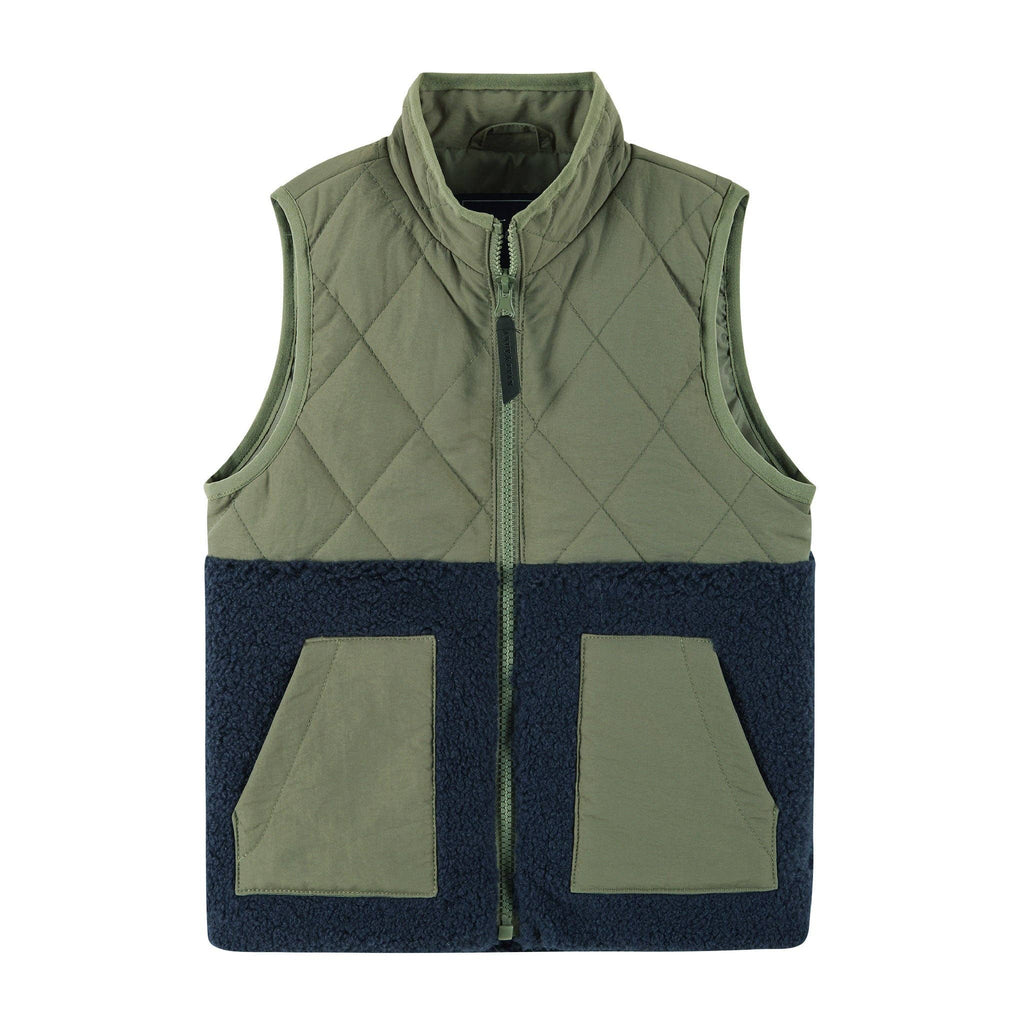 Kids Mixed Media Sherpa Vest | Green Green