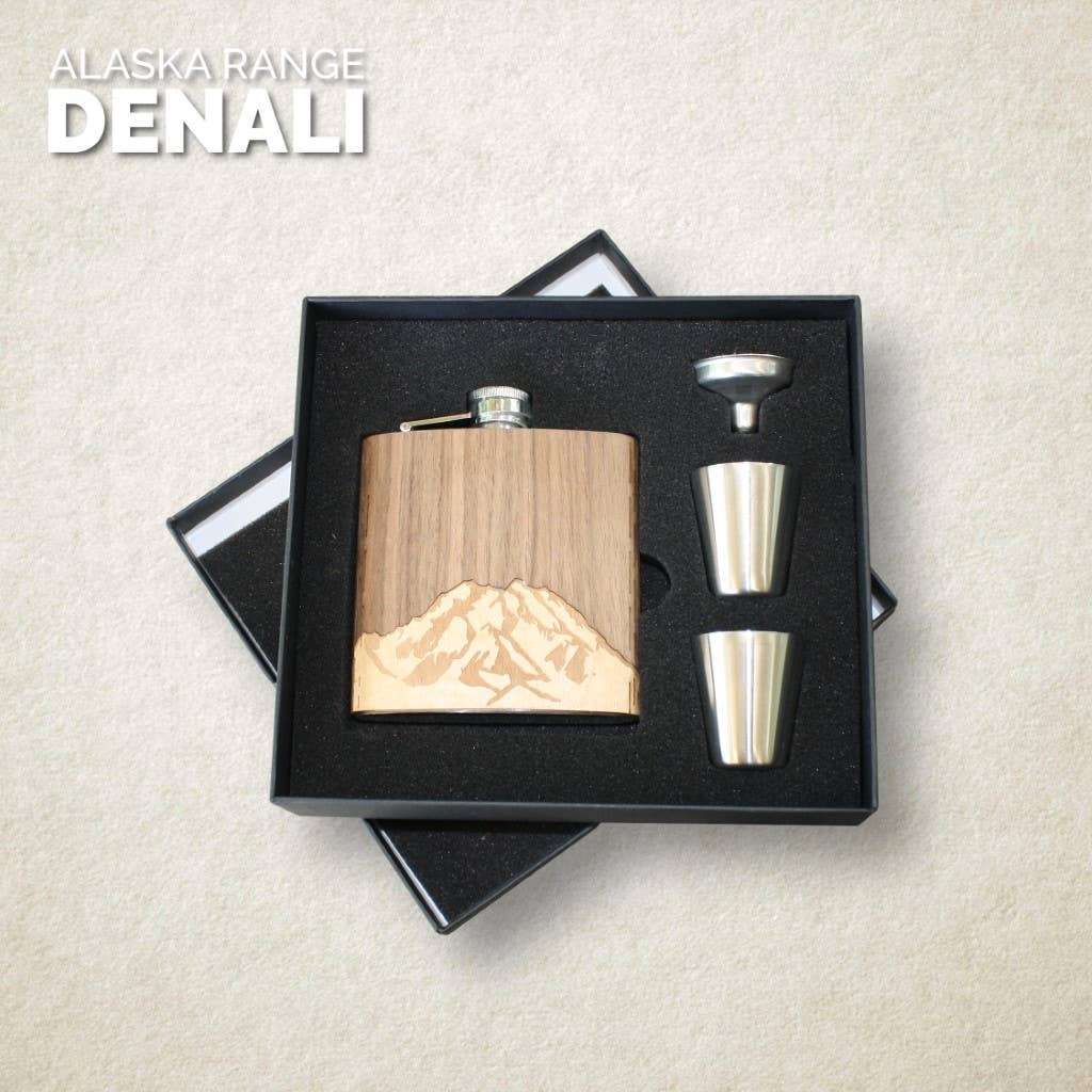 WUDN Handcrafted Wooden Hip Flask - Cascade Range (Mt. Hood)