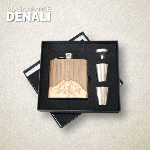 Wooden Hip Flask - Cascade Range (Mt. Hood)