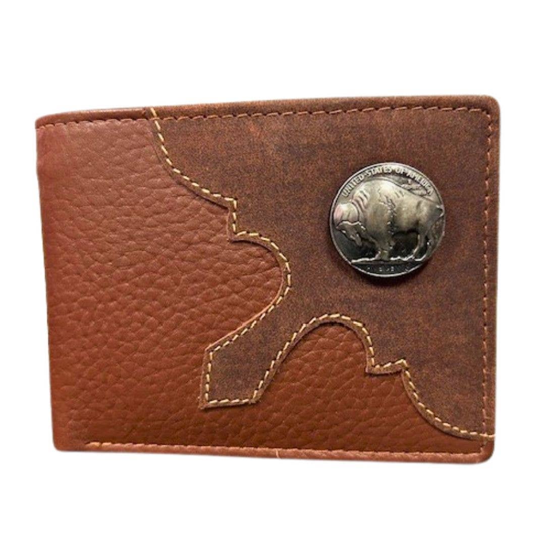 Mixed Media Bifold Rodeo Wallet with Medallion AB1915