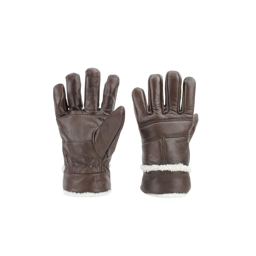 Sheepskin Leather Gloves with White Sherpa Lining ABGL102SH