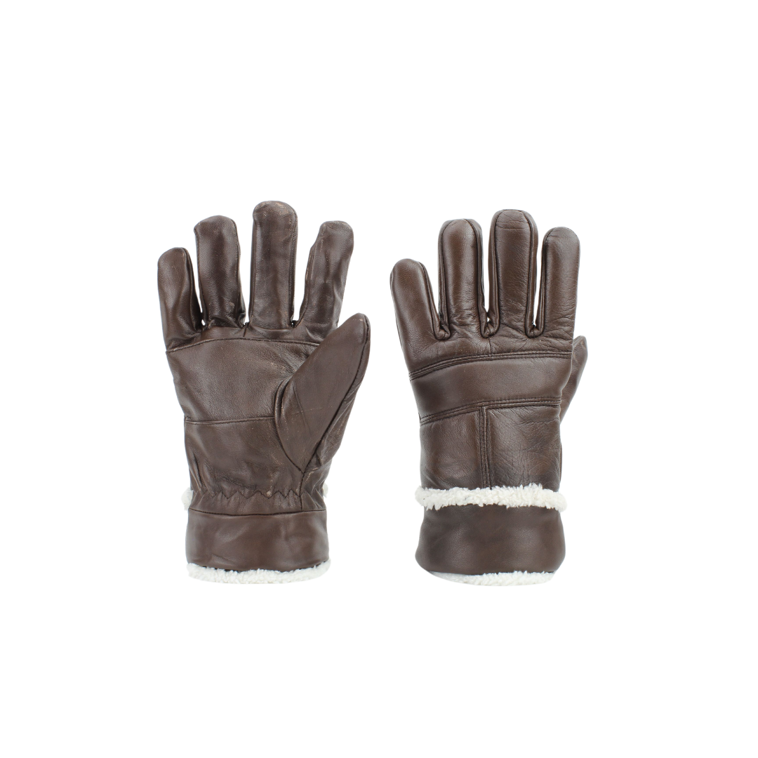 Sheepskin Leather Gloves with White Sherpa Lining ABGL102SH