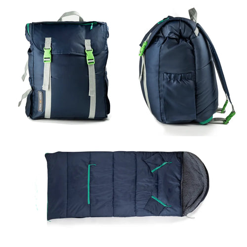 Sleep-N-Pack™ 2-in-1 Packable Sleeping Bag & Backpack Big Kid (7-12+ Yrs) Navy Grey Sherpa