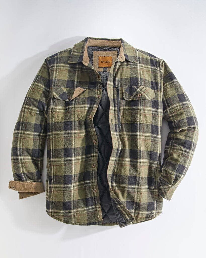 Quilt Lined Brushed Flannel Shirt Jacket
