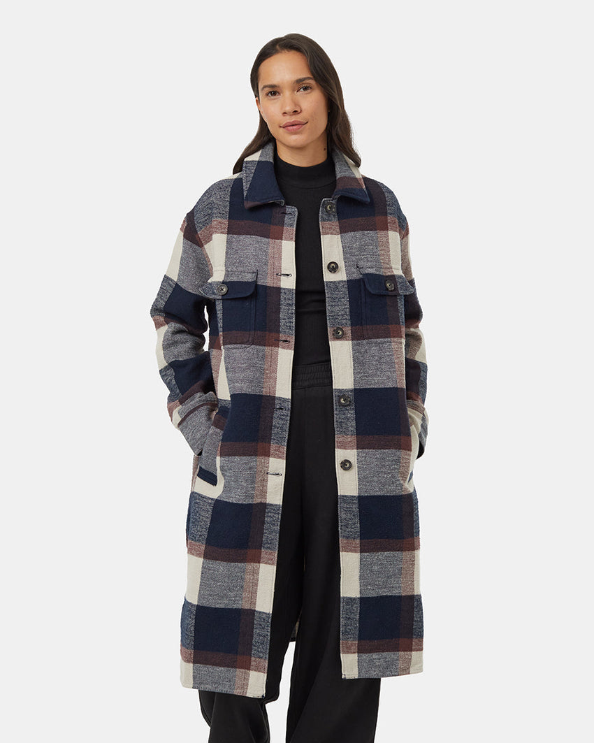 Livingstone Flannel Long Jacket Camel Modern Plaid