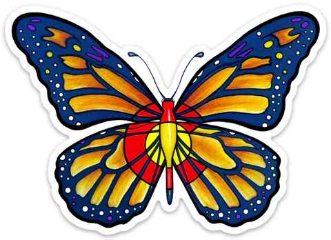 Blue Dog Stickers Butterfly