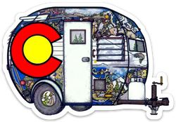 Blue Dog Stickers Camper