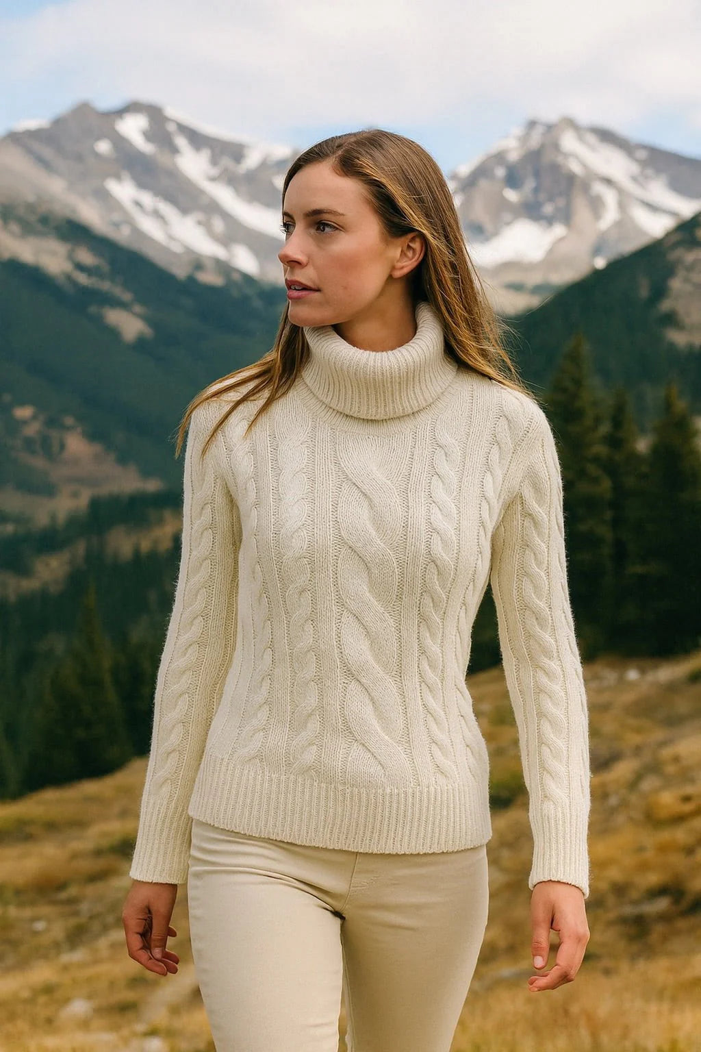 W Cable 8 Sweater Ivory