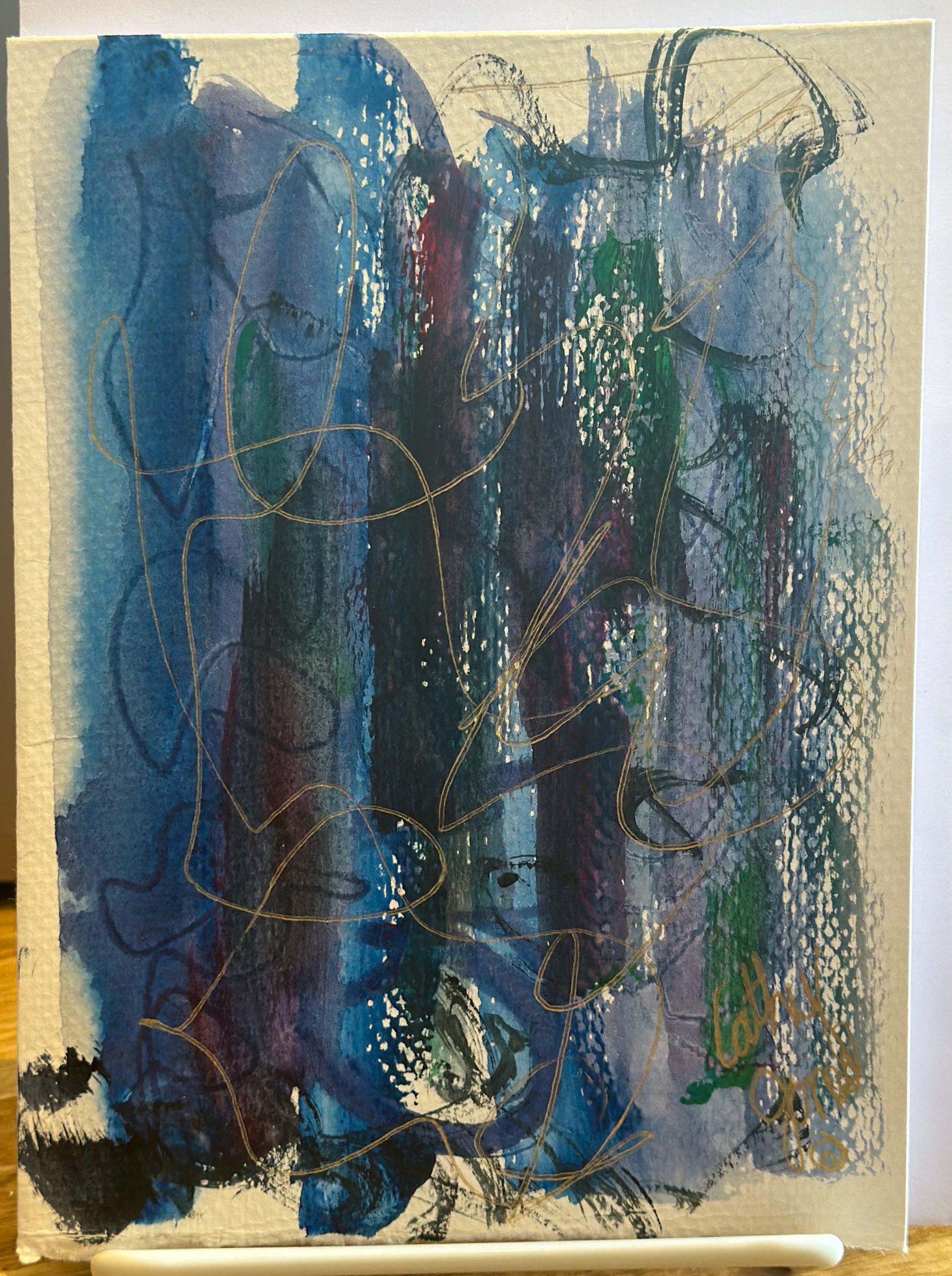 Hand-Painted Watercolor Notecards Nighttime Aspens