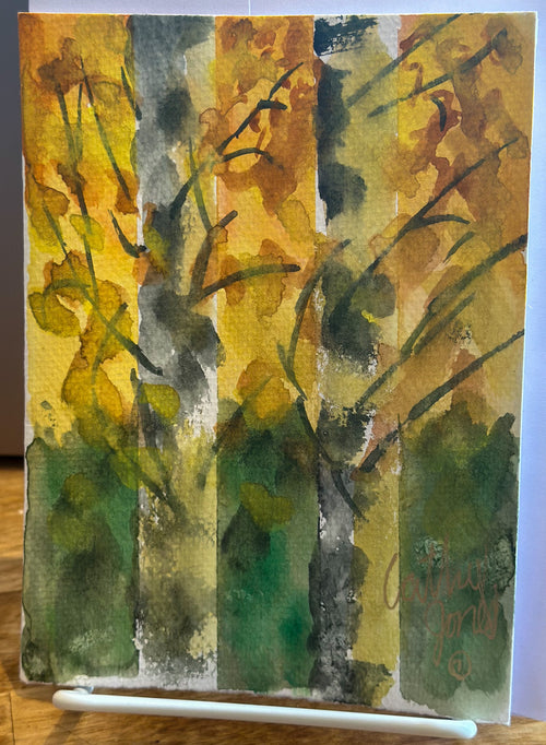 Cathy Jones Notecards Hand-Painted Watercolor Aspen Midday