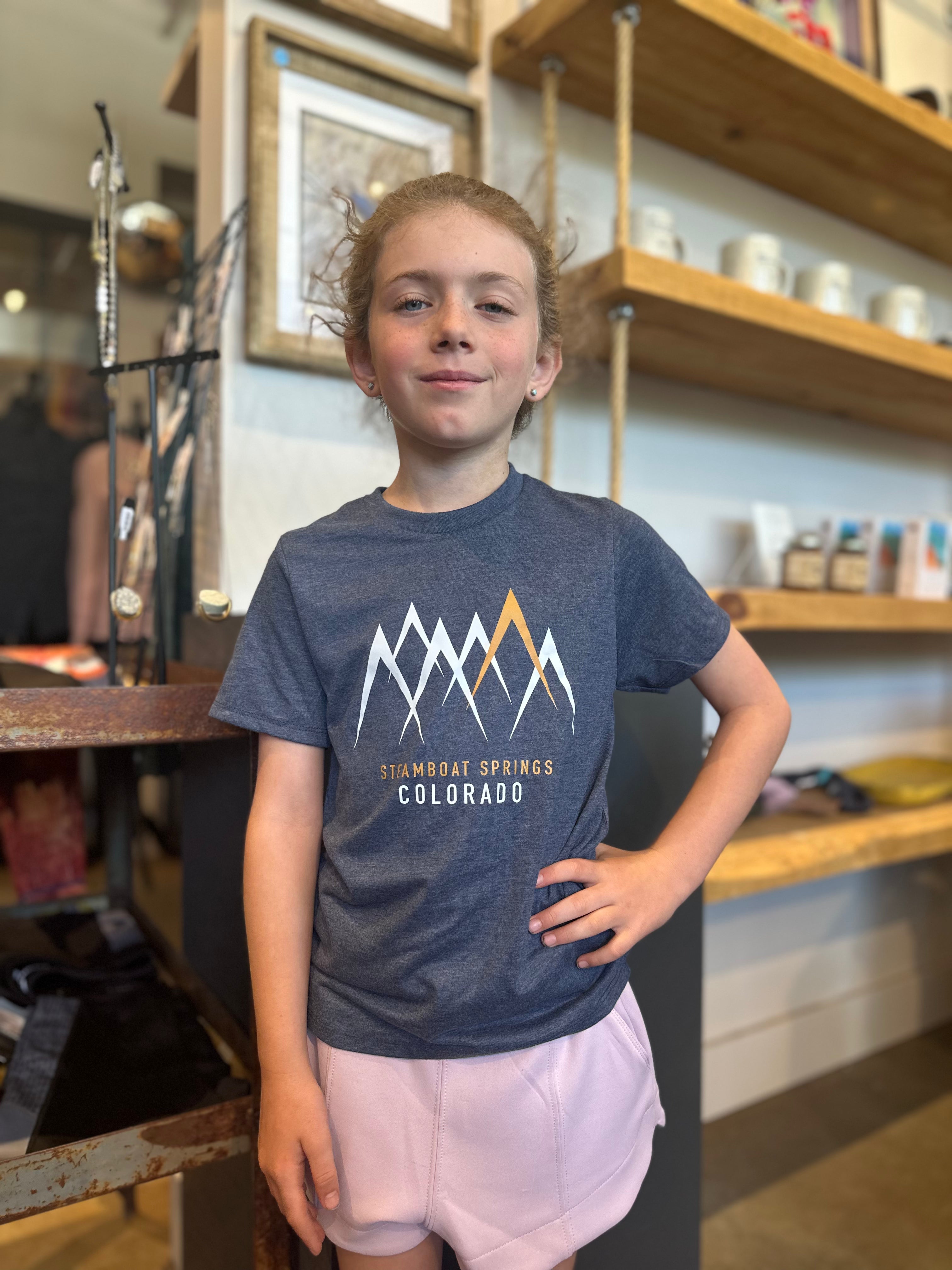 Youth Steamboat Mountain Tee Heather Blue