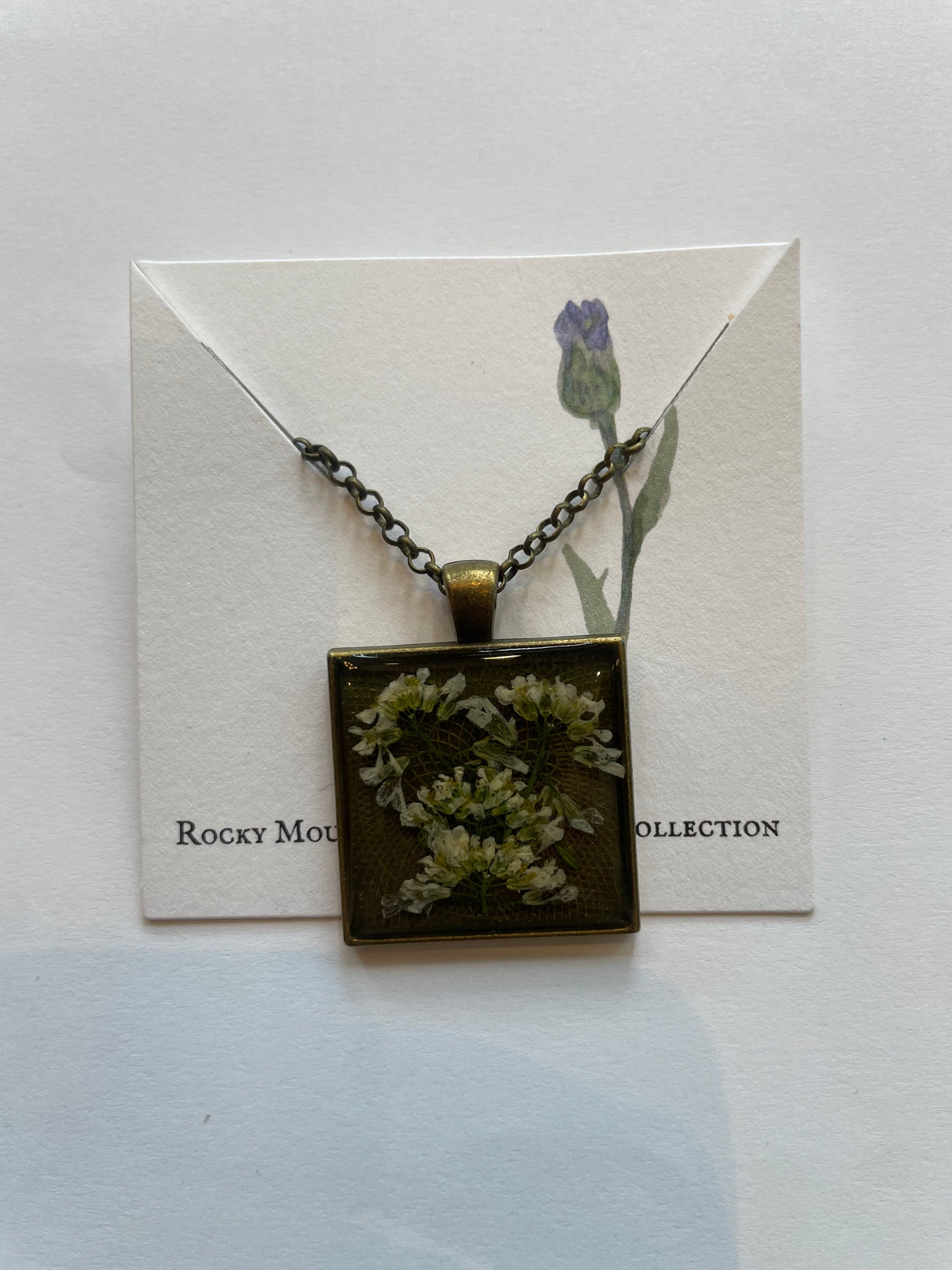 Local Pressed Flower Necklace White Shepherds Purse Necklace