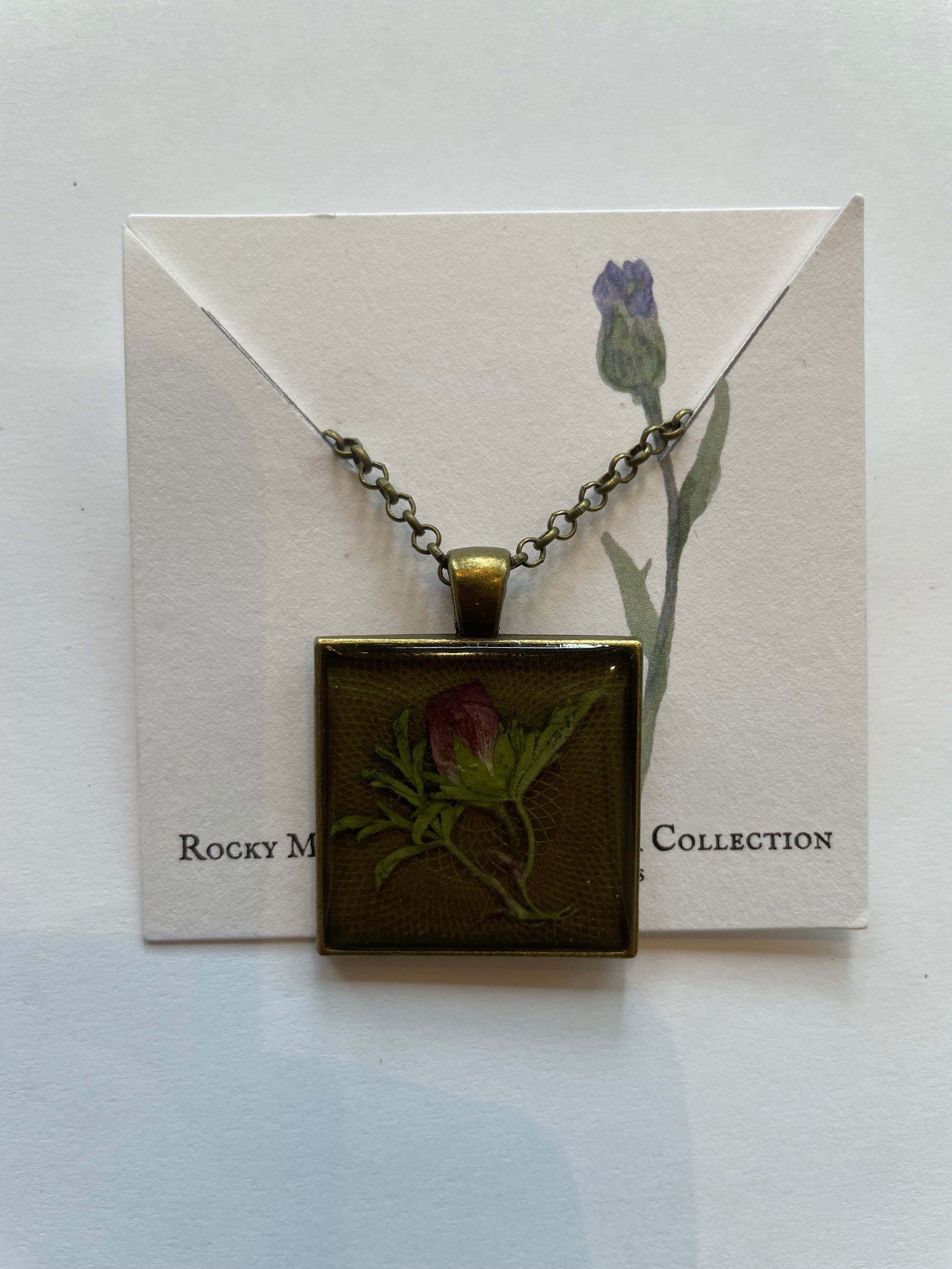 Local Pressed Flower Necklace Purple Poppy Mallow Necklace
