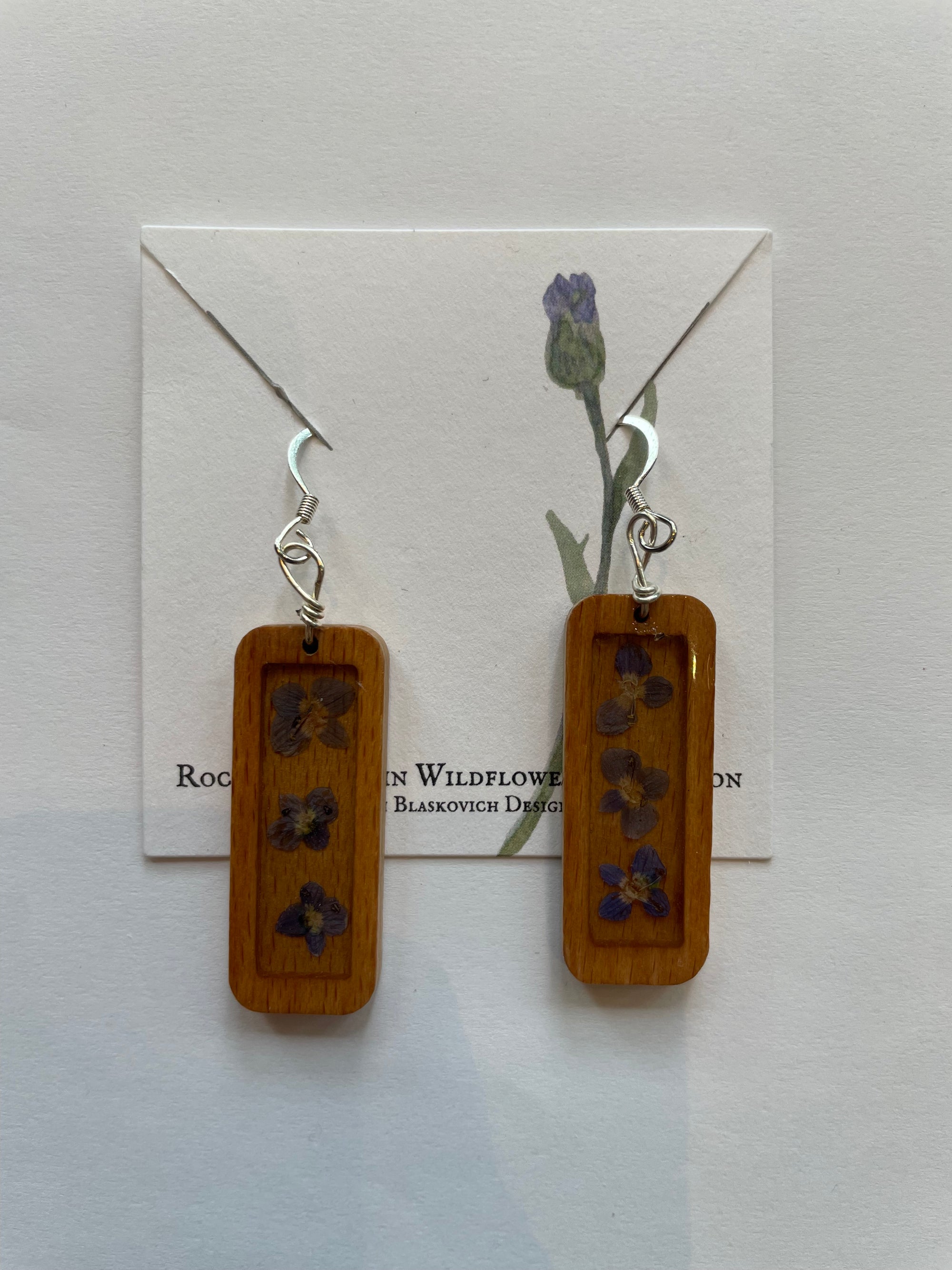 Local Pressed Flower Earrings Blue Borage Earrings