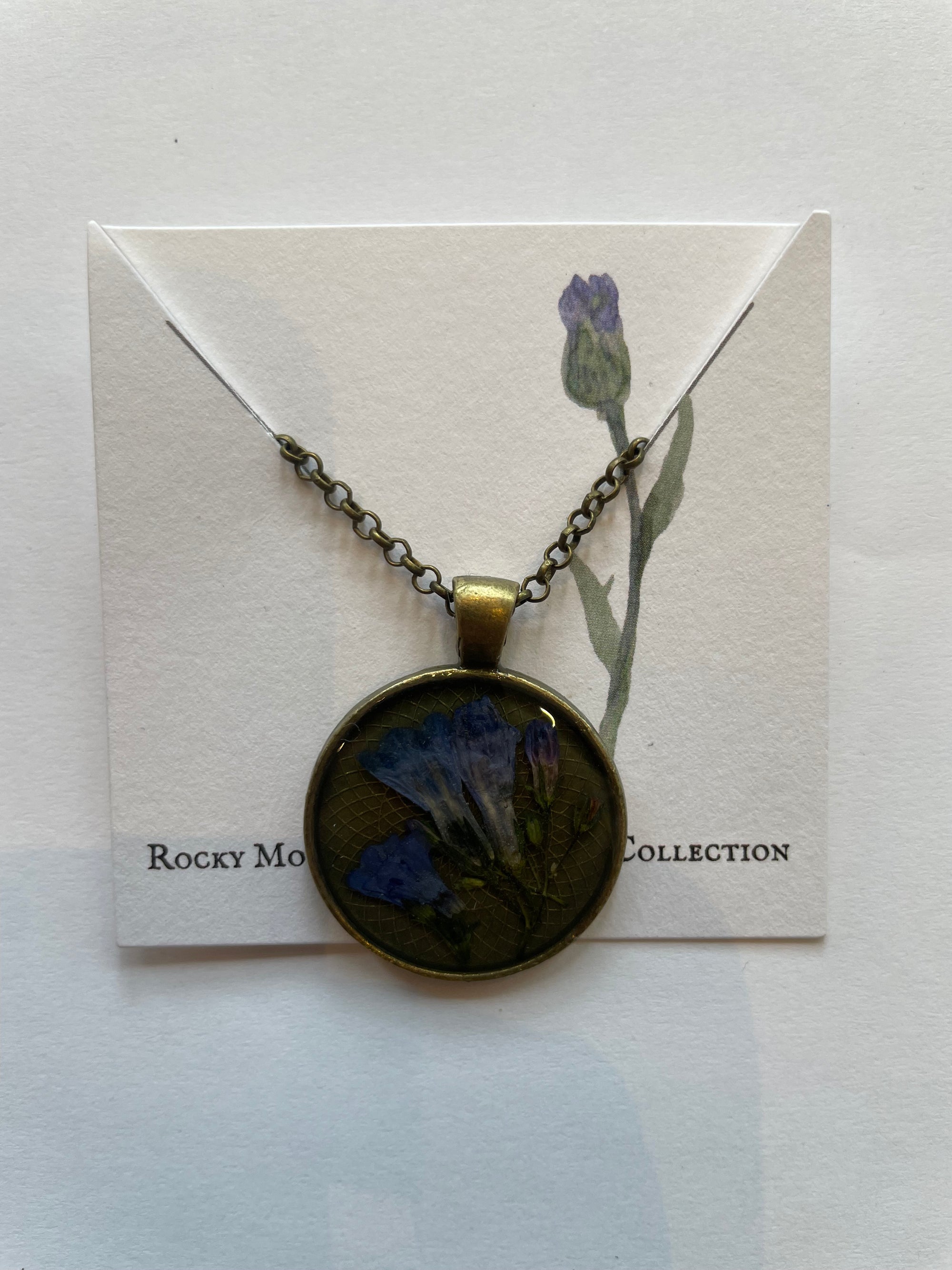 Local Pressed Flower Necklace Blue Butterfly Pea Necklace