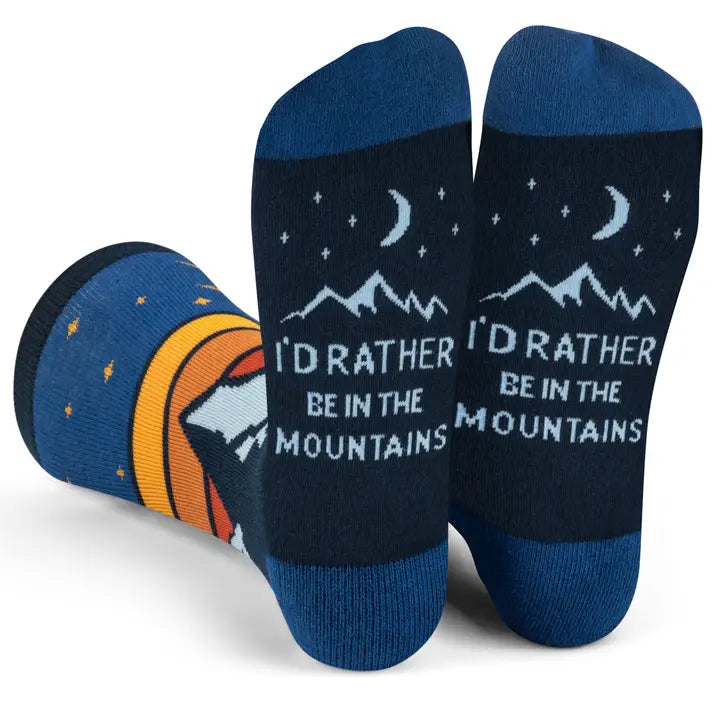 Fun Socks I'd Rather Be In The Mountains