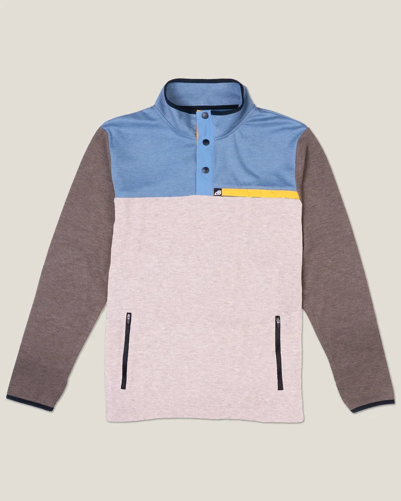 Men's Powell Fleece Pullover Brown & Dusty Blue