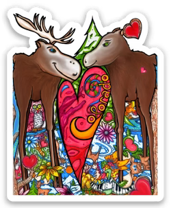 Blue Dog Stickers Moose Love